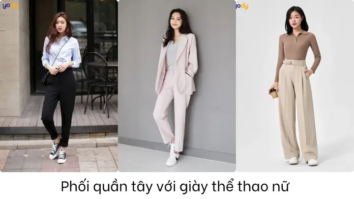 Phối Đồ Cực Chất: Gợi Ý 10+ Cách Mix Quần Âu Với Giày Thể Thao Cho Con Gái