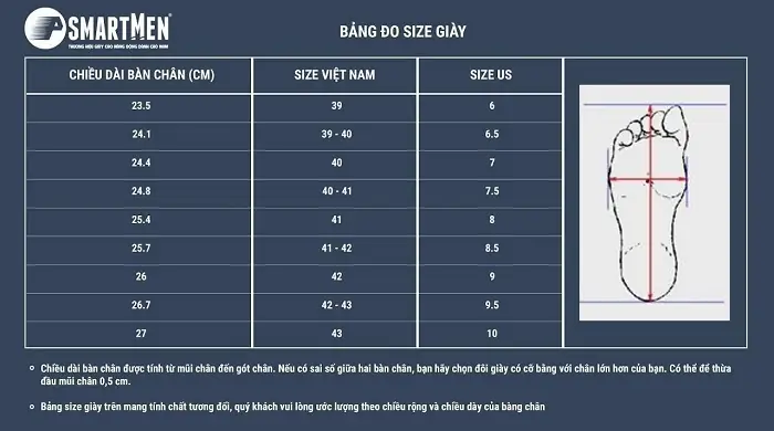 Bảng Quy Đổi Size Giày 5 1/2 Chuẩn Quốc Tế Dành Cho Người Việt