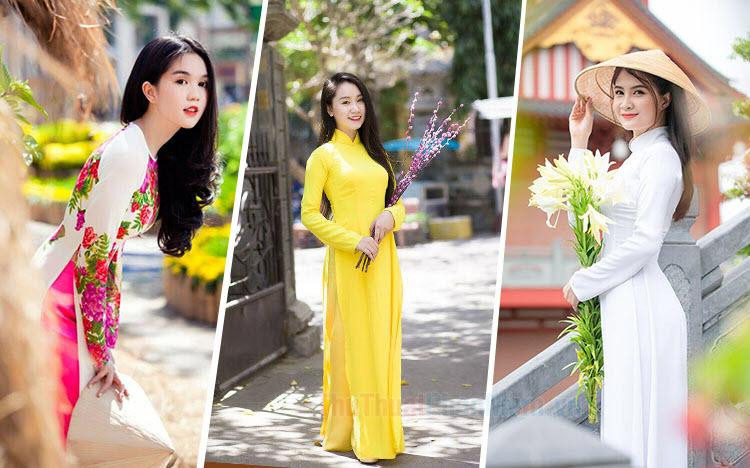 Hinh anh ao dai mau hong canh sen phoi voi quan trang thanh lich va duyen dang