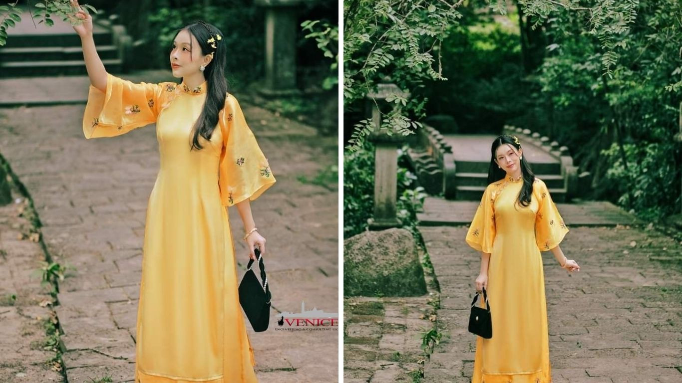 Áo dài vàng mặc quần màu gì để tạo phong cách thanh lịch, truyền thống