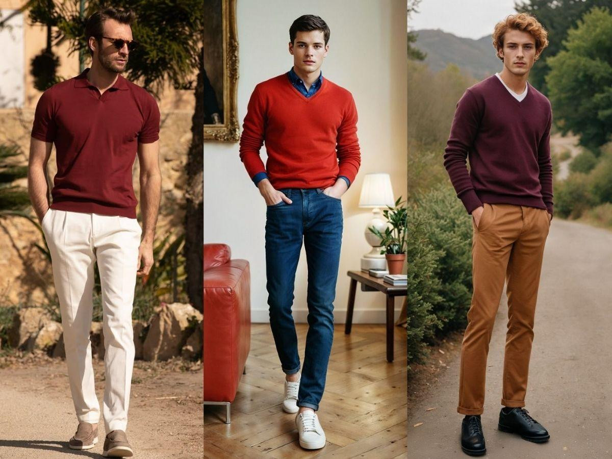 Áo đỏ mặc với quần màu gì: Gợi ý phối áo đỏ với quần đen kinh điển