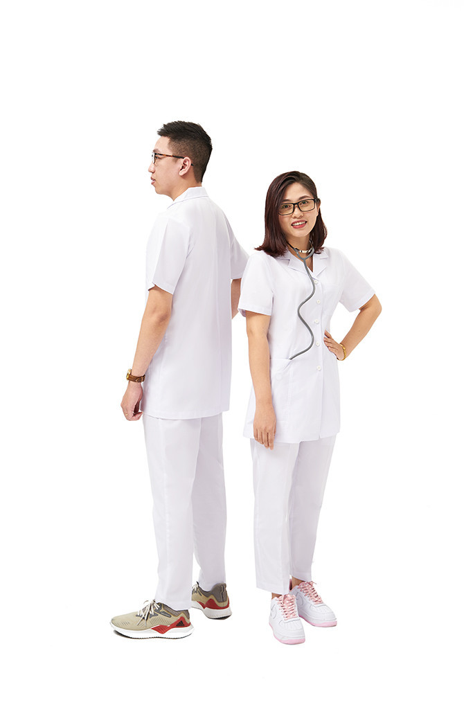 Bộ quần áo bác sĩ/dược sĩ ngắn tay kiểu dáng hiện đại