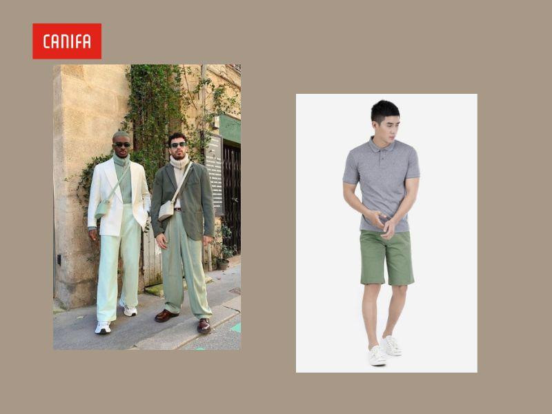 Kết hợp chân váy màu xanh lá với áo trắng tinh tế