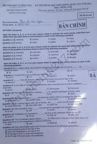 Giải Chi Tiết Đề Thpt Tiếng Anh 2016: Hướng Dẫn Toàn Diện Từ A-z