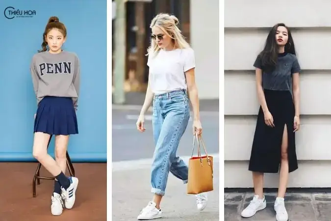 Cách Phối Đồ Chuẩn Chất Với Giày Adidas Màu Trắng, Quần Jean Và Áo Thun