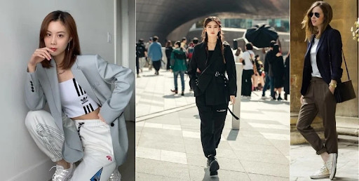 Phối quần jogger nữ với áo khoác blazer tạo nên phong cách smart-casual độc đáo và thời thượng.