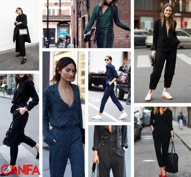 Phụ nữ mặc jumpsuit trong văn phòng hiện đại