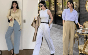 Quần ống rộng thoải mái trong set đồ dạo phố