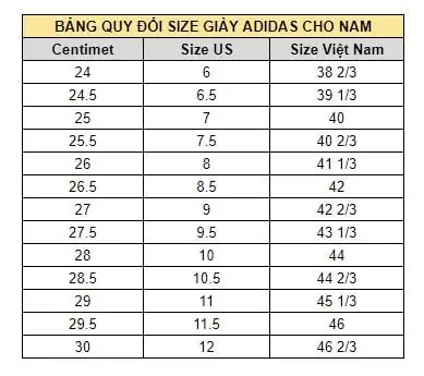 Size Giày Us Và Việt Nam Adidas Nữ: Bảng Chuyển Đổi Chi Tiết & Kinh Nghiệm Thực Tế 2026