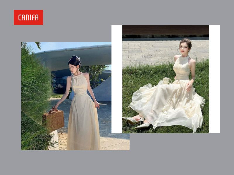 Váy maxi chiết eo bằng đai thắt lưng giúp tôn lên dáng vẻ thanh thoát