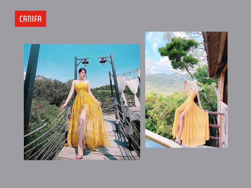 Váy maxi xẻ tà cao màu đỏ nổi bật tạo sự táo bạo và phóng khoáng