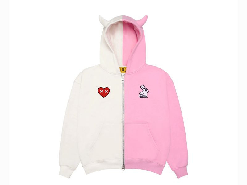 Áo hoodie nam hồng phối sừng hai màu rất dễ thương và cá tính độc đáo