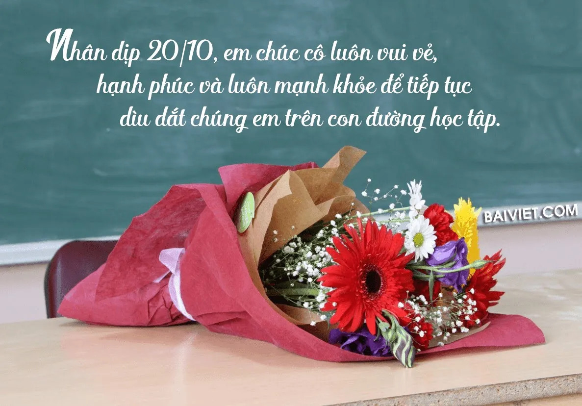 Bó hoa tươi thắm - món quà kèm lời chúc 20/10 cho cô giáo