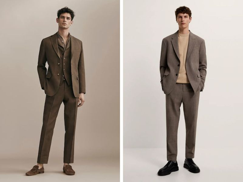 Bộ vest/blazer màu nâu cho nam giới lịch lãm