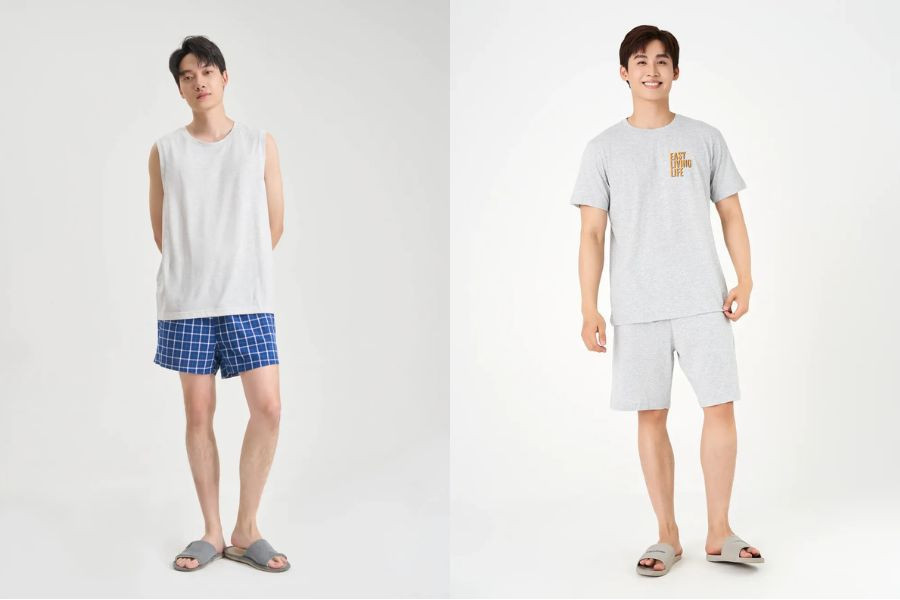 Không gian trưng bày đồ pijama nam tại cửa hàng Canifa với nhiều mẫu mã đa dạng