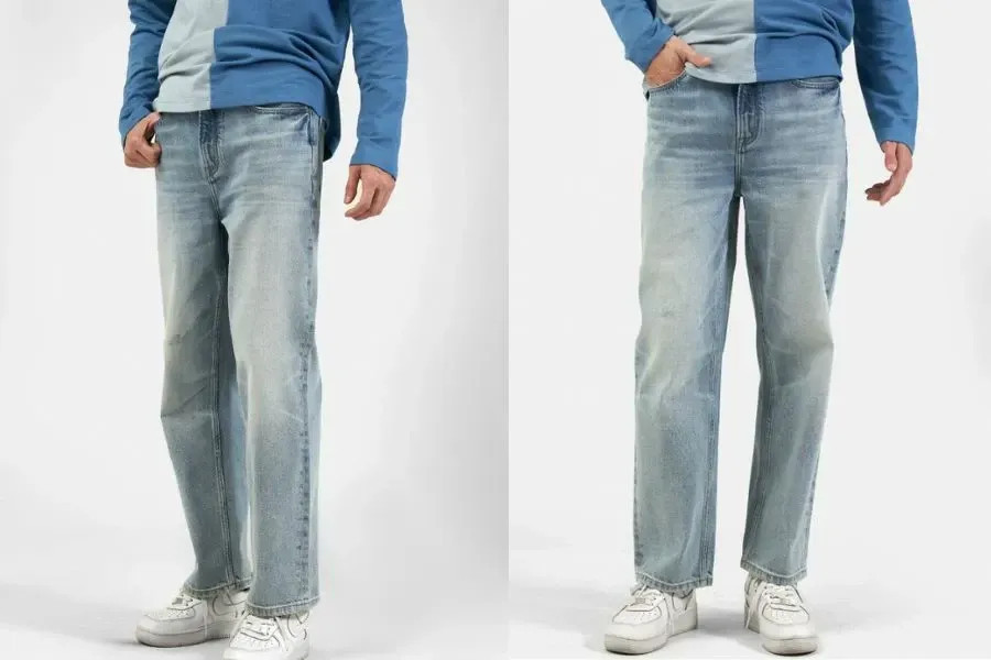 Mẫu quần ống đứng màu be tạo cảm giác thoải mái và cân đối khi di chuyển