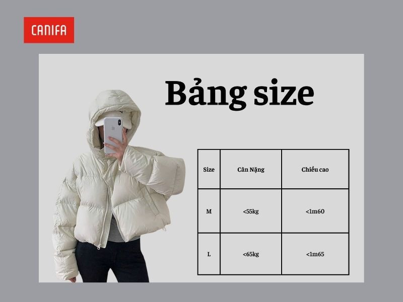 Minh họa size áo khoác nữ phong cách Quảng Châu form rộng