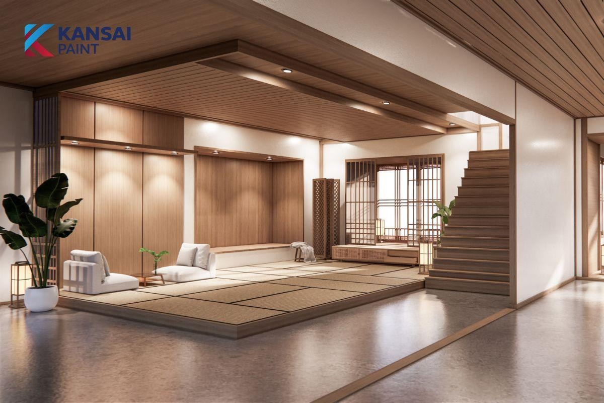 Phối màu xanh lá với màu nâu và beige tạo cảm giác ấm áp, gần gũi thiên nhiên