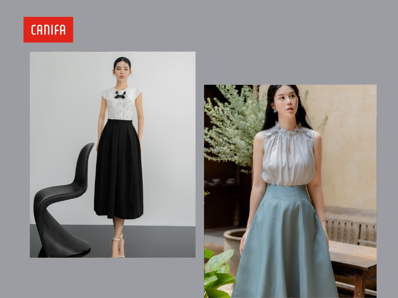 Set đồ Tết nữ tính với chân váy xòe dễ phối