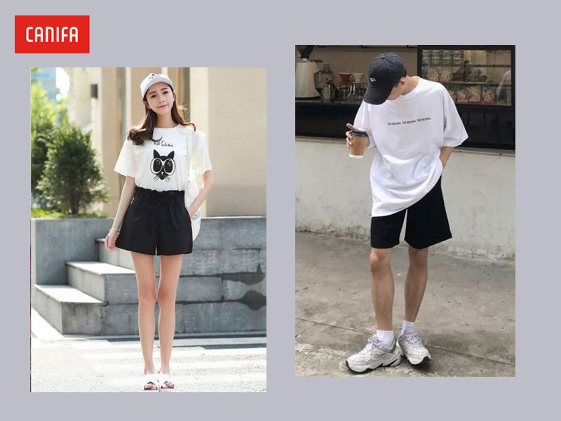 Set đồ Tết thoải mái với áo thun và quần short
