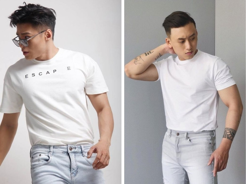 Nam giới sơ vin áo phông toàn phần gọn gàng với quần tây