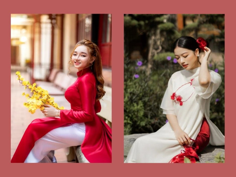 Vẻ đẹp thanh thoát với cách tạo dáng ngồi chụp ảnh áo dài Tết